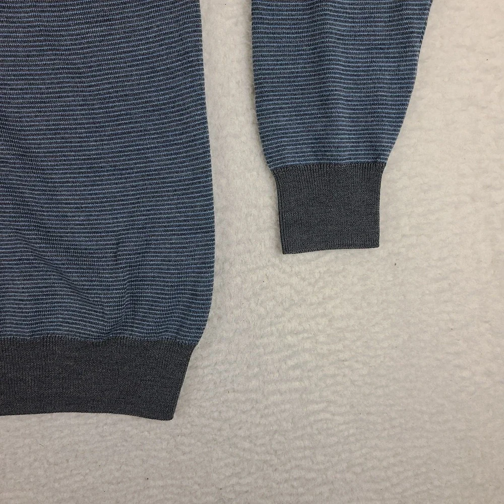 Peter Millar Sweater Mens Large Blue Gray Knit Wool Quarter Zip MF19S63